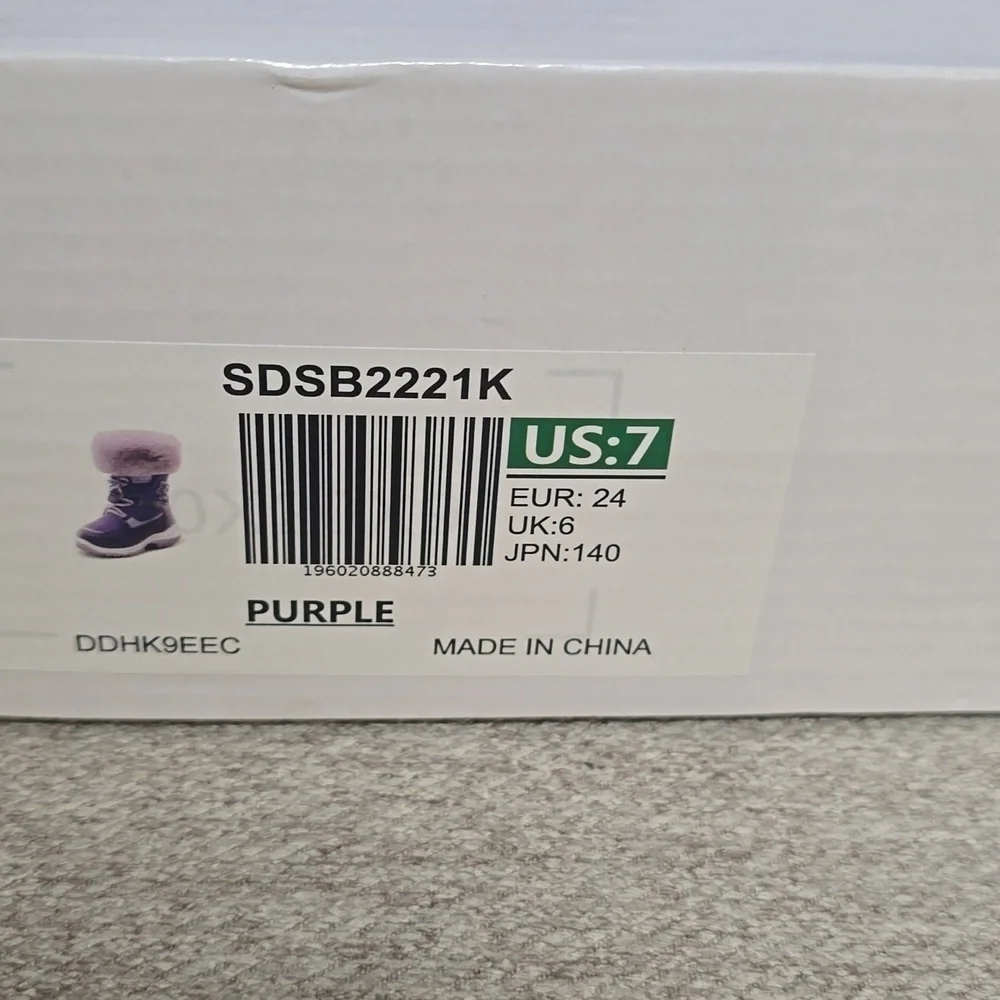 Purple Snow Boots Faux Fur Lined Mid-Calf   Slip Restiant Boots